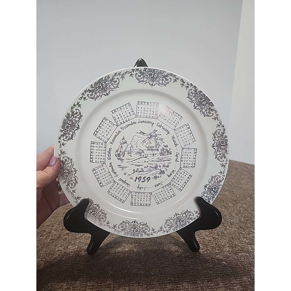 Vtg 1959 Year Calendar Plate - Great Anniversary Birthday‎ Gift - Taylor Smith